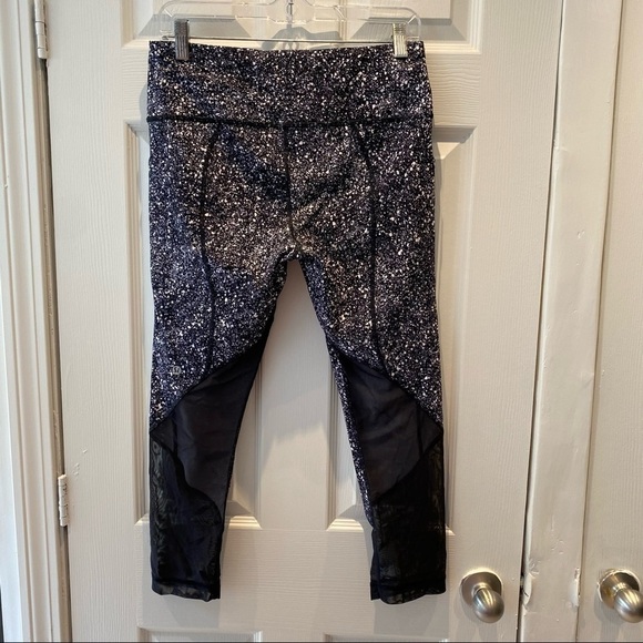 Lululemon Pace Rival Crop‎ Marathon Splatter White Black / Black size 8 W6ABMS - Picture 9 of 10